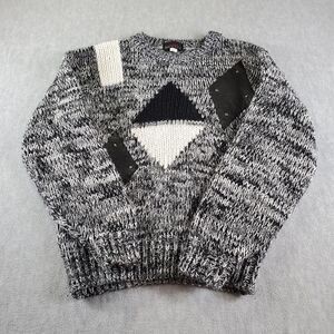 Vtg Giorgeo Veneto Sweater Mens Small Gray Italy Thick Abstract Knit Pullover
